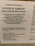 Zr Smetsers 1920 Horssen 2012 Tilburg, Ophalen of Verzenden, Bidprentje