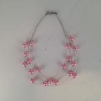 Korte ketting van Stainless Steel draad met roze parels, Sieraden, Tassen en Uiterlijk, Kettingen, Verzenden, Zo goed als nieuw