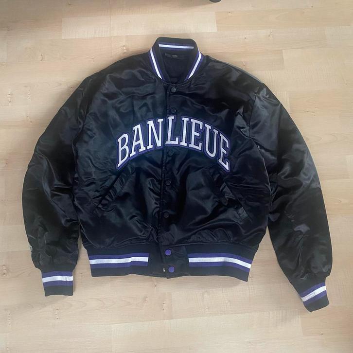 Banlieue baseball jacket - zwart/paars - xs, Kleding | Heren, Jassen | Zomer, Nieuw, Maat 46 (S) of kleiner, Zwart, Ophalen of Verzenden
