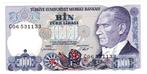 24-530 Turkije 1000 lire 1970, Postzegels en Munten, Bankbiljetten | Azië, Midden-Oosten, Los biljet, Verzenden