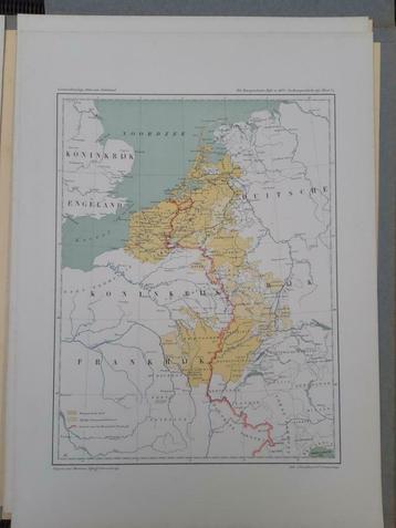 B007 / plattegrond van Bourgondische Rijk 1476 uit 1915 beschikbaar voor biedingen