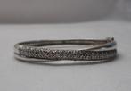 Prachtige zilveren crossover armband met steentjes nr.1341, Verzenden, Zo goed als nieuw, Zilver, Zilver