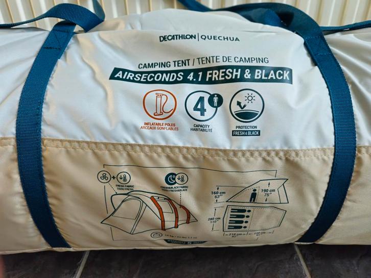 Quechua Air Seconds 4.1 Fresh & Black Tent, Caravans en Kamperen, Tenten, tot en met 4, Nieuw, Ophalen of Verzenden