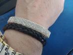 Glitter Dames Armband (Smal) met drukknoopjes, Verzenden, Nieuw, Wit, Leer