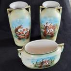 Antiek kaststel; 2 vazen + jardinière, Antiek en Kunst, Ophalen