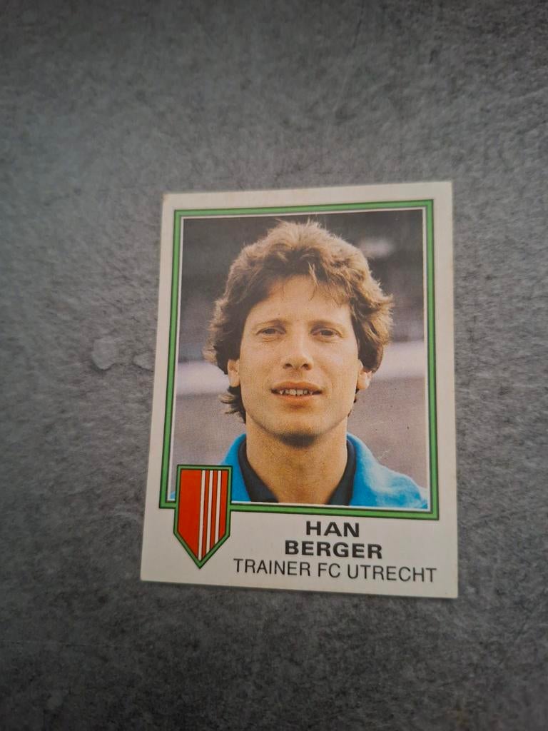 Panini sticker Voetbal 81. Trainer Han Berger FC Utrecht., Verzenden, Zo goed als nieuw, Sticker