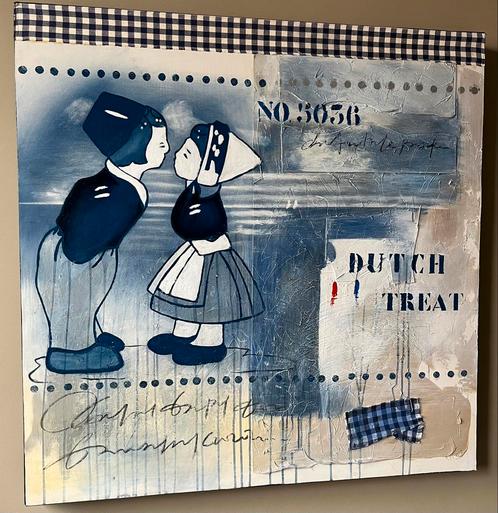 Groot olieverf schilderij Hollands thema super kwaliteit., Huis en Inrichting, Woonaccessoires | Schilderijen, Tekeningen en Foto's