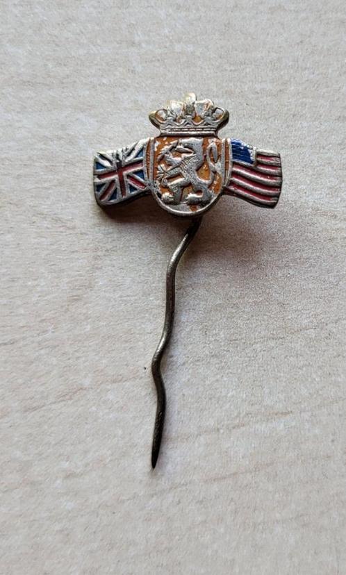 Nederlandse Oranje Leeuw Engelse En Amerikaanse Vlag speldje, Verzamelen, Militaria | Tweede Wereldoorlog, Landmacht, Embleem of Badge