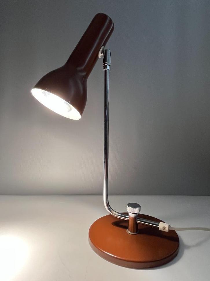Hala jaren '70 bureaulampje bruin / chroom schaars model, Antiek en Kunst, Antiek | Lampen, Verzenden