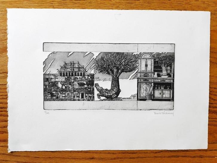Bengt Böckman - Drachenbaumwald - Ets Handgesign., Antiek en Kunst, Kunst | Etsen en Gravures, Ophalen of Verzenden