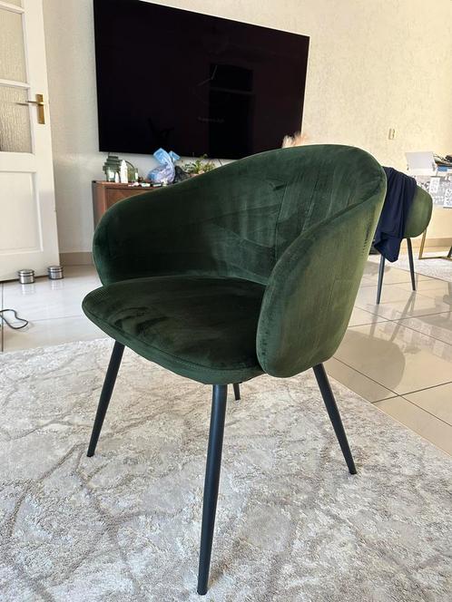 Groene Velvet Eetkamerstoel, Huis en Inrichting, Stoelen, Zo goed als nieuw, Eén, Metaal, Overige kleuren, Ophalen