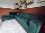 Donkergroene velvet hoekbank in goede staat., Huis en Inrichting, Ophalen, Gebruikt