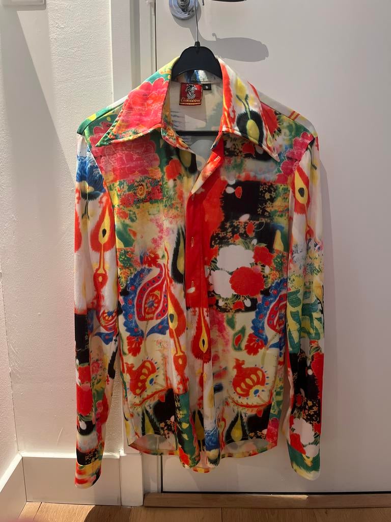 Carnaval blouse heren S/M fluweel - hippie kostuum, Kleding | Heren, Ophalen of Verzenden, Zo goed als nieuw