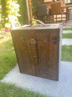 Vintage Wijnbox met Lederen Details - 6 Flessen Opbergruimte, Antiek en Kunst, Ophalen of Verzenden