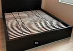 Zwart IKEA bed Malm met 4 lades 140 breed, Ophalen, Gebruikt, Zwart, Tweepersoons