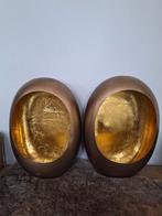 2 Egg kandelaars goud, Ophalen of Verzenden, Metaal, Zo goed als nieuw, 25 tot 50 cm