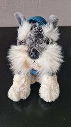 Schnauzer pluchen hondje met jeans panterprint jasje en pet, Ophalen of Verzenden, Zo goed als nieuw, Hond