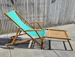 vintage design houten strandstoel verstelbare lig-stoel, Tuin en Terras, Gebruikt, Hout, Ophalen, Verstelbaar