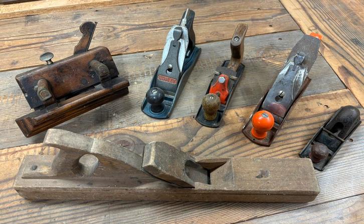 Set van 6 houtschaven waaronder Stanley, Antiek en Kunst, Antiek | Gereedschap en Instrumenten, Ophalen of Verzenden