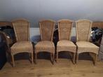 4 eetkamerstoelen van gevlochten riet, Huis en Inrichting, Stoelen, Ophalen, Riet of Rotan, Gebruikt, Bruin