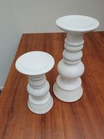 2 Witte Aardewerk Lifestyl Kandelaars, Overige materialen, Gebruikt, Wit, Ophalen of Verzenden