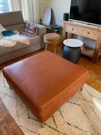 Leren cognac poef Goossens, Huis en Inrichting, Banken | Voetenbanken en Poefen, Ophalen, Vierkant, Leer, 75 tot 100 cm