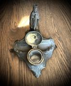 Maria inkt pot Bronzen inktpotje brons pootjes art nouveau, Verzenden