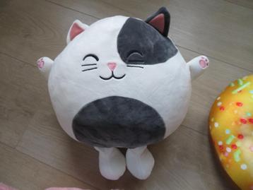 Poes in kussenvorm van Hema wit/zwart/donkergrijs velours beschikbaar voor biedingen