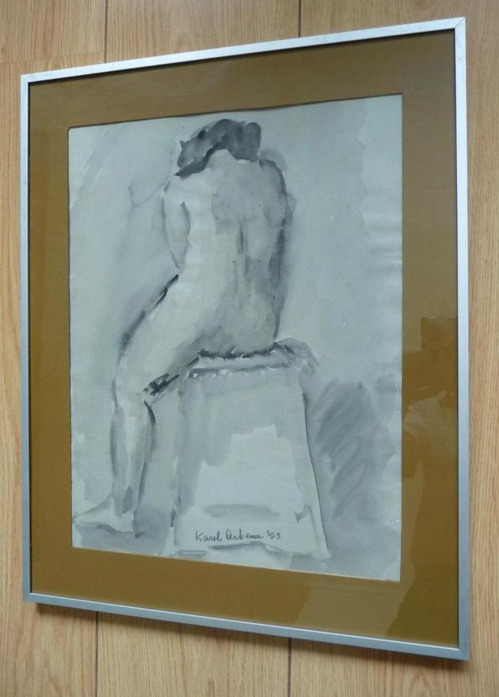 Mooie aquarel van Karel Arkema v/d Groninger Ploeg, Antiek en Kunst, Kunst | Schilderijen | Klassiek, Ophalen of Verzenden