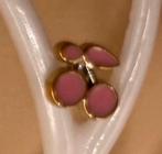 GOUDKLEURIGE / ROZE KERSEN OORBELLEN NIEUW, Overige materialen, Nieuw, Ophalen of Verzenden, Roze