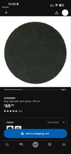 Donkergroen Ikea vloerkleed, Rond, Ophalen of Verzenden, Zo goed als nieuw, Groen