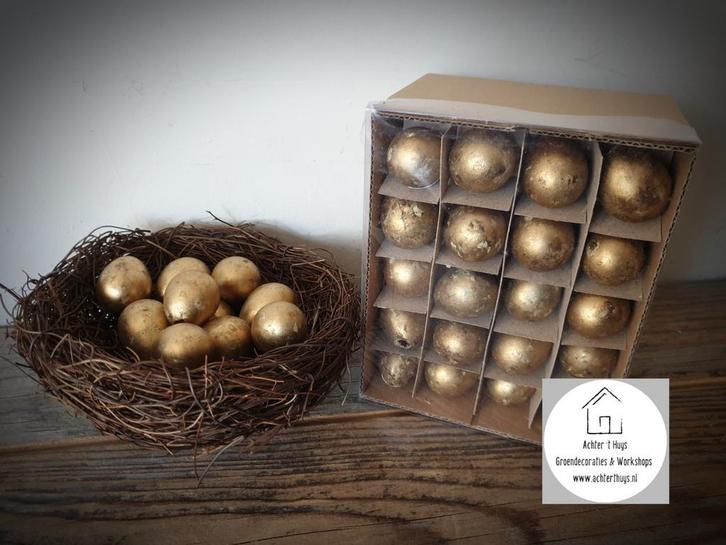 Kwarteleitjes "goud" 60 stuks - voorjaar  - pasen - krans, Diversen, Pasen, Nieuw, Ophalen of Verzenden