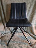 3 leren stoelen met ijzeren poten, Ophalen of Verzenden, Zo goed als nieuw, Zwart