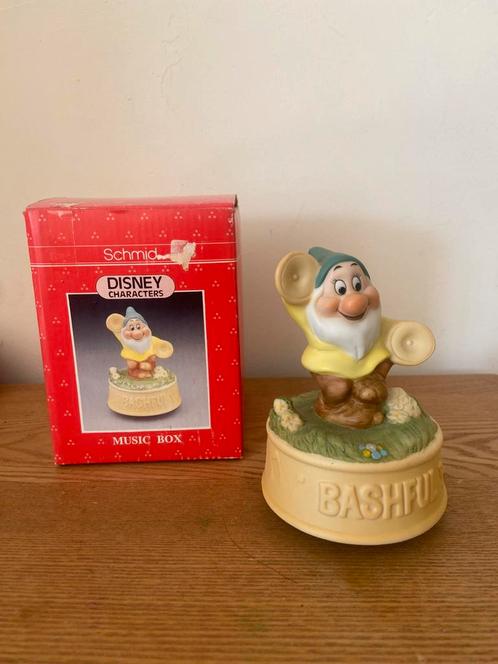 Vintage Disney Muziekdoosje – Bashful (Sneeuwwitje dwerg), Verzamelen, Disney, Zo goed als nieuw, Beeldje of Figuurtje, Sneeuwwitje of Doornroosje