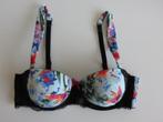 Hunkemoller BH blauw botanisch met zwart (strapless) 75B, Hunkemöller, Verzenden, Blauw, BH