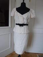 Christian Dior wit mantelpak, jasje, rok, ceintuur 38NL zgan, Kleding | Dames, Maat 38/40 (M), Kostuum of Pak, Verzenden, Wit