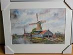 Aquarel molen de Salamander Leidschendam, Antiek en Kunst, Kunst | Schilderijen | Klassiek, Ophalen