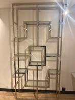 Stijlvolle metalen wandrek met glazen planken, Ophalen of Verzenden, Zo goed als nieuw