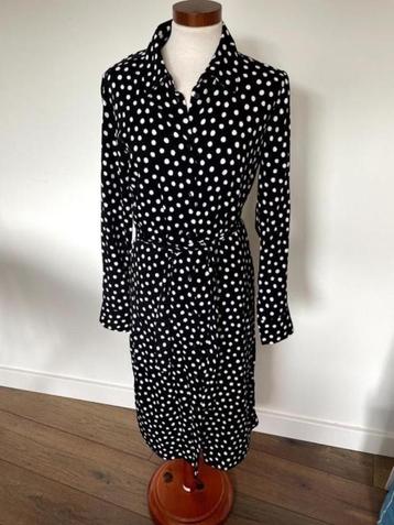 HEMA viscose midi jurk zwart wit polkadot NIEUW maat S beschikbaar voor biedingen