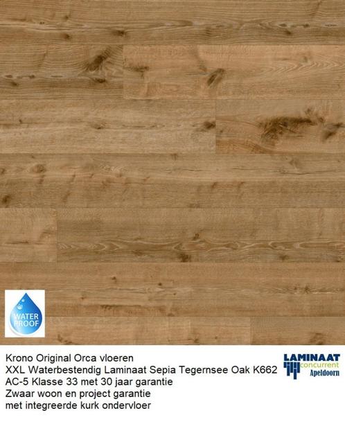 Waterbestendig Laminaat Sepia Oak met kurk ondervloer, Huis en Inrichting, Stoffering | Vloerbedekking, Zo goed als nieuw, Laminaat