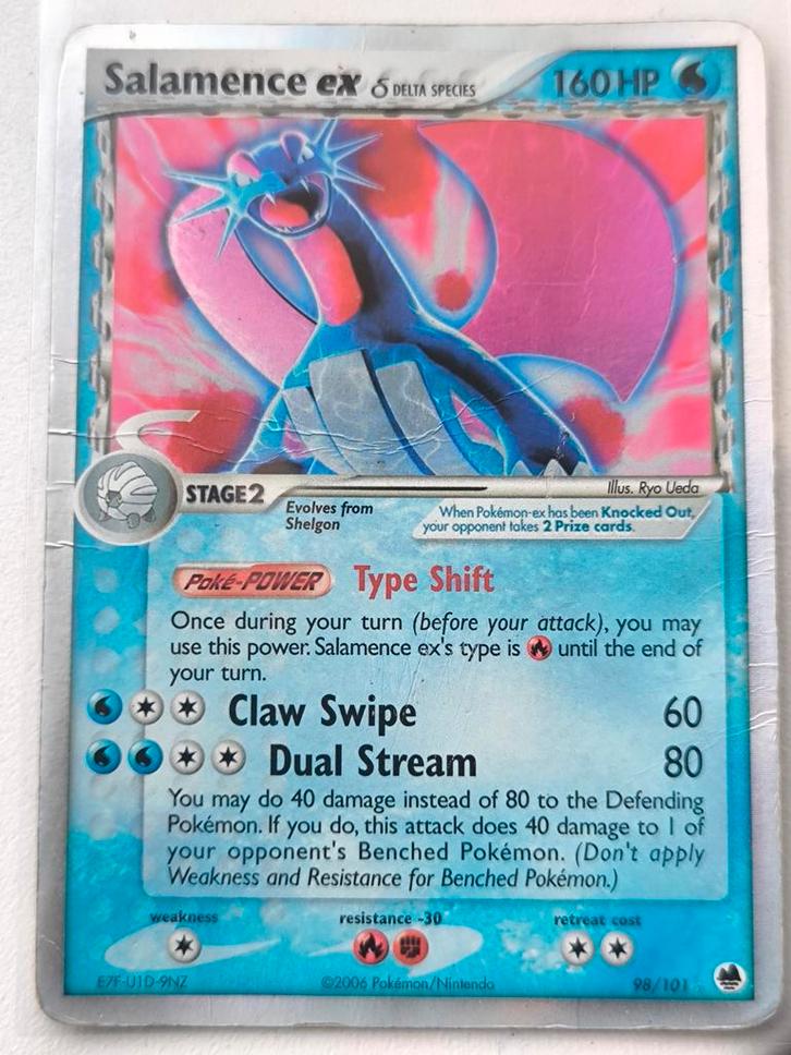 Salamence ex delta species 98/101, Hobby en Vrije tijd, Verzamelkaartspellen | Pokémon, Gebruikt, Losse kaart, Foil, Ophalen of Verzenden