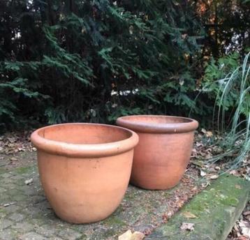 Grote terracotta 2 stevige bloempotten plantenbakken 52cm beschikbaar voor biedingen