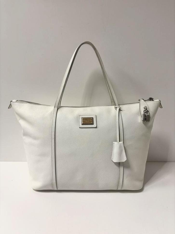 DOLCE & GABBANA wit leer shopper tas bag, Sieraden, Tassen en Uiterlijk, Tassen | Damestassen, Zo goed als nieuw, Shopper, Wit