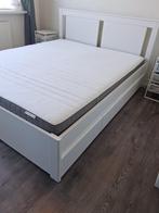 Tweepersoonsbed 160cm vier lades, Ophalen, Gebruikt, Wit, Tweepersoons