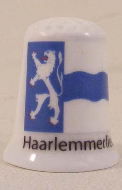 Haarlemmerliede Nederlandse gemeentevlag vingerhoedje, Verzamelen, Vingerhoedjes, Nieuw, Nederland, Porselein, Ophalen of Verzenden