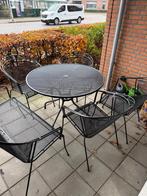Tuinset 4 stoelen, tafel en 1x2 persoons bankje als nieuw, Tuin en Terras, Tuinsets en Loungesets, Ophalen, Zo goed als nieuw