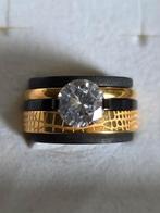 Zwart/goud IXXXI ring mt 17. Limited., Sieraden, Tassen en Uiterlijk, Ringen, Overige materialen, Zwart, Ophalen of Verzenden