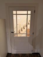 Tegen elk aannemelijk bod: Gebroken wit binnendeur met glas, Doe-het-zelf en Verbouw, Deuren en Horren, Ophalen, Gebruikt, 80 tot 100 cm