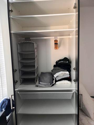 IKEA Pax kast 100x58x236 - Wit frame, zwarte deuren - afbeelding 6