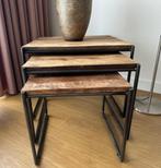 Set van 3 tafeltjes, Huis en Inrichting, Tafels | Bijzettafels, Ophalen, Minder dan 55 cm, Zo goed als nieuw, Rechthoekig